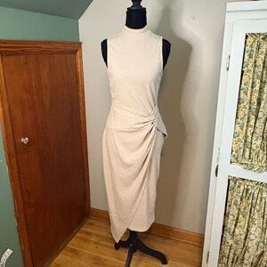 Elegant Asymmetrical Beige Dress